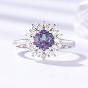 Silver Alexandrite Gemstone Ring
