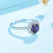Silver Alexandrite Gemstone Ring
