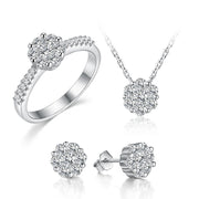 2CT Moissanite Necklace Earring Ring Set
