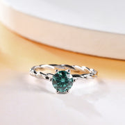 1.0ct 6.5mm Green Moissanite Ring