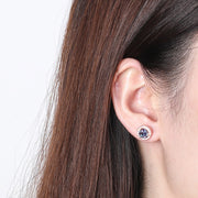 Rose Gold and White Rhodium Round Stone Earrings