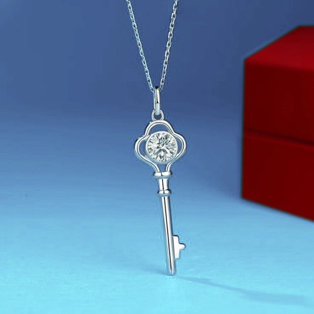 1.0Ct Moissanite Round Diamond Pendant Necklace