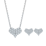 Moissanite Heart Necklace Earrings Set