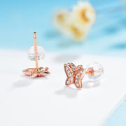 Diamond Stud Butterfly Earrings