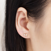 Diamond Stud Butterfly Earrings