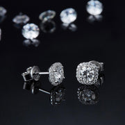 VVS1 Moissanite Bridal Square Pendant Necklace Earrings Set