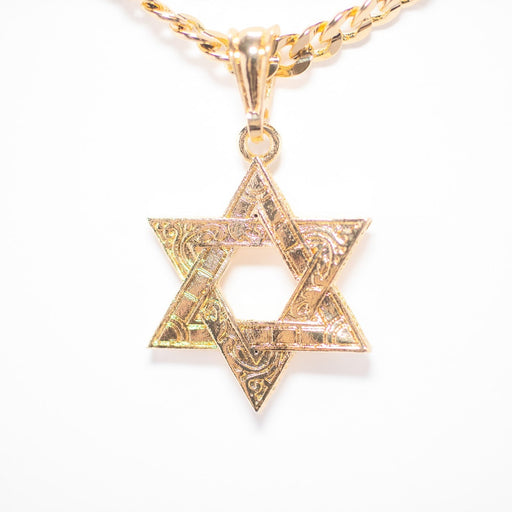 Gold Necklace with David Star Pendant