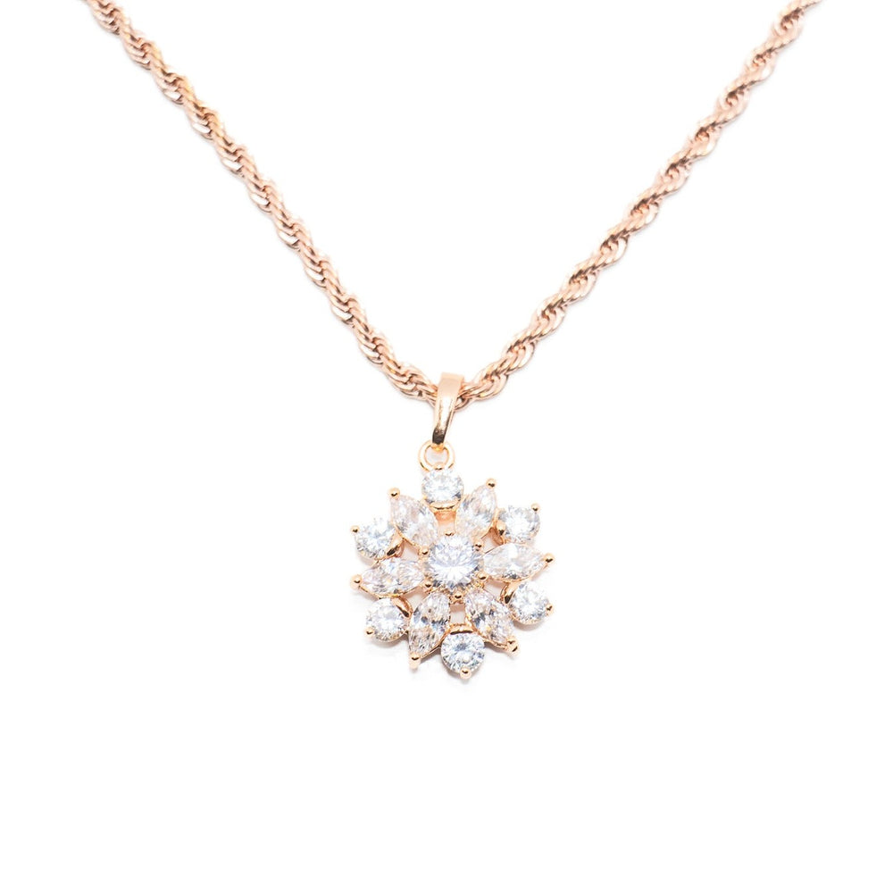 Rose gold plated snow flake necklace