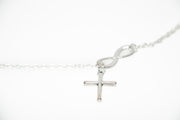 Adjustable Silver Infinity Cross Necklace P30