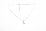 Adjustable Silver Infinity Cross Necklace P30