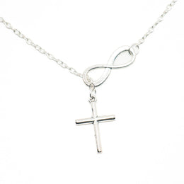 Adjustable Silver Infinity Cross Necklace P30