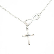 Adjustable Silver infinity cross necklace