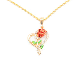 Chain with Gold Rose Heart Pendant