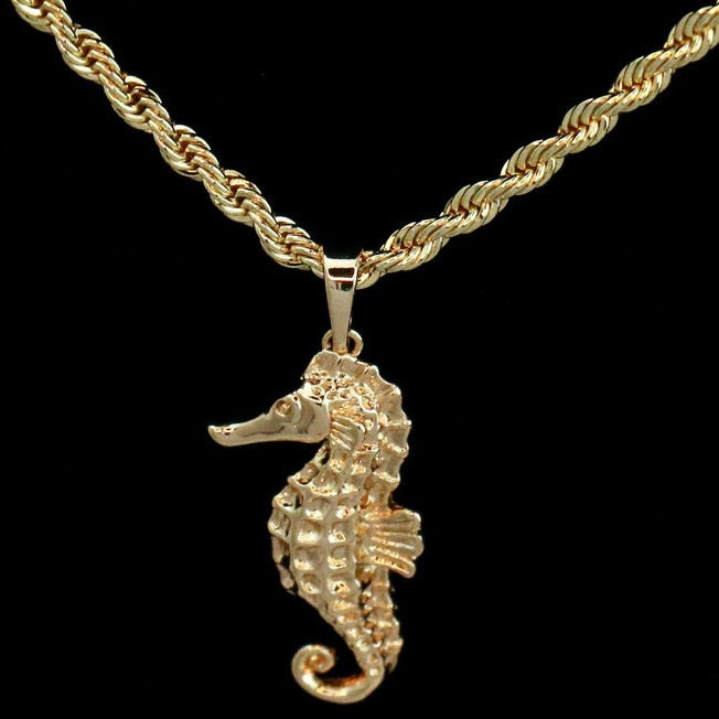 Rope with gold seahorse charm