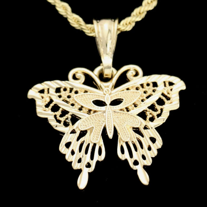 Rope chain with gold butterfly charm