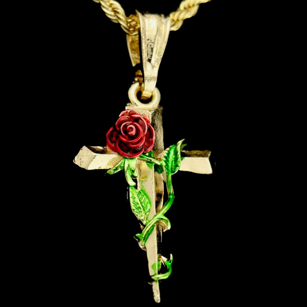 Rope with rose cross charm
