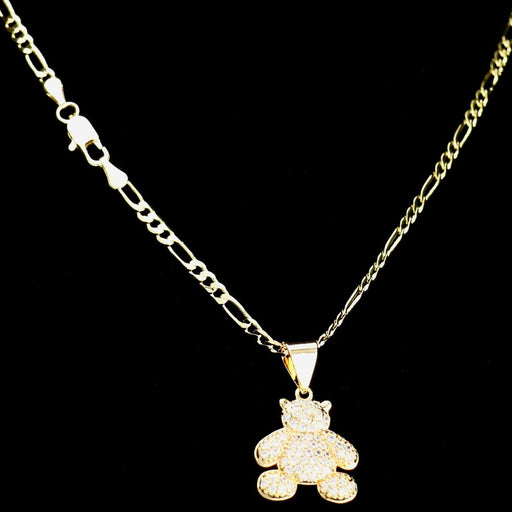 Figaro chain with diamond teddy bear charm