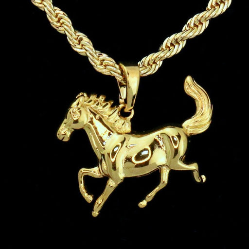 Rope chain with gold horse charm