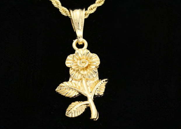 Rope chain with gold sunflower charm