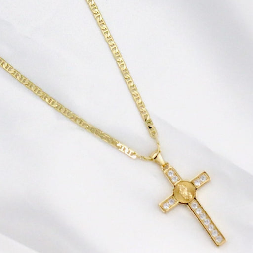 Mariner chain with diamond saint mary cross charm