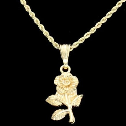 Rope chain with gold sunflower charm