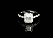 1.0Ct Classic Emerald Cut Halo Sterling Silver Moissanite Ring