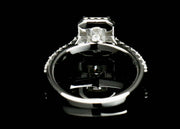 1.0Ct Classic Emerald Cut Halo Sterling Silver Moissanite Ring