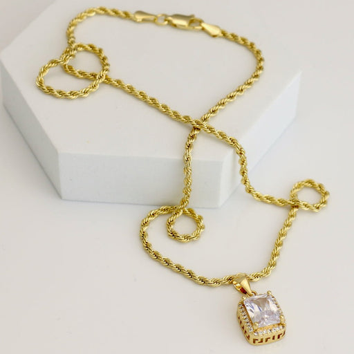 Rope chain with square diamond charm