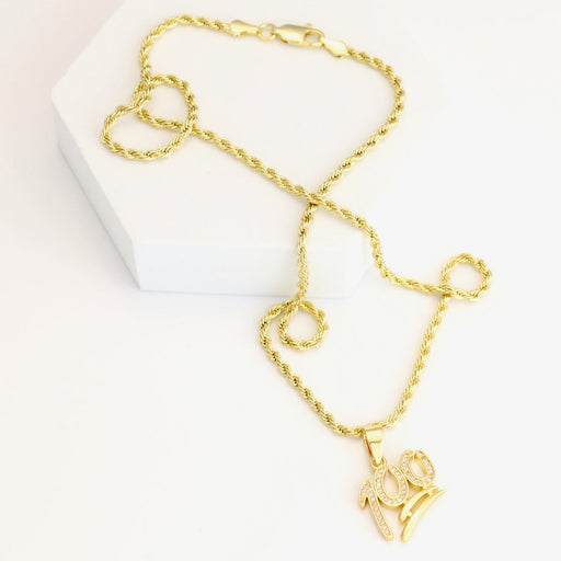 Rope chain with diamond 100 emoji charm