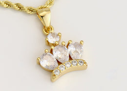 14k gold plated rope chain with diamond crown charm