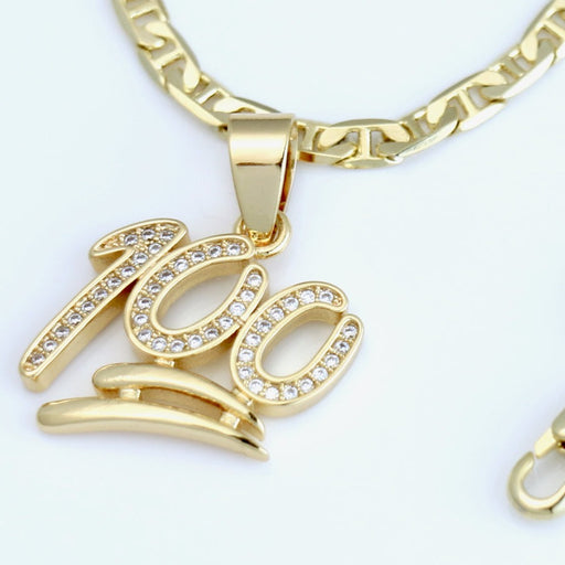 Mariner chain with diamond 100 emoji charm