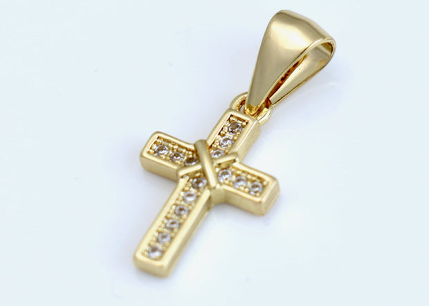 Figaro chain with small diamond tied cross charm
