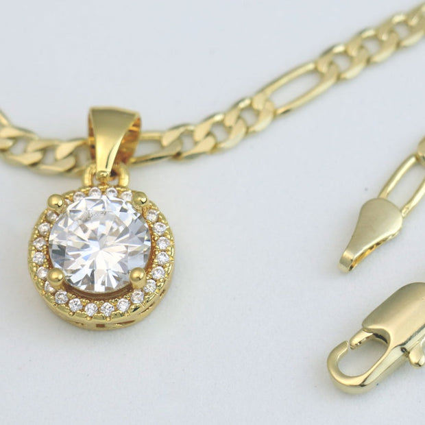 Figaro chain with round diamond charm