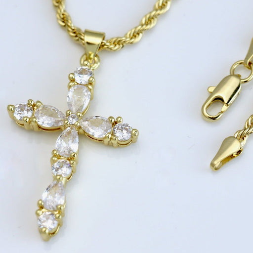 Rope chain with unique diamond cross