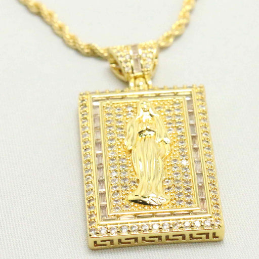 Rope chain with square saint mary charm