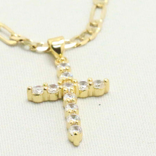 Figaro chain with studded diamond charm