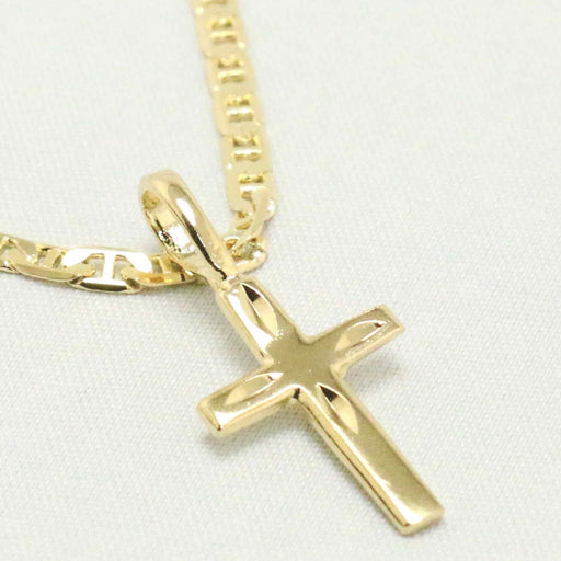 Mariner chain with gold indented cross charm