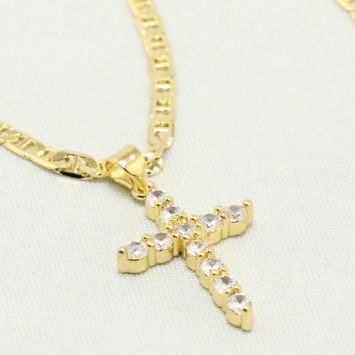 Mariner chain with diamond studded cross charm