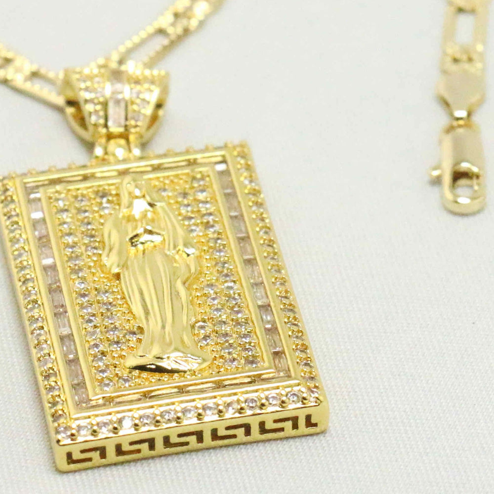 Figaro chain with square saint mary charm