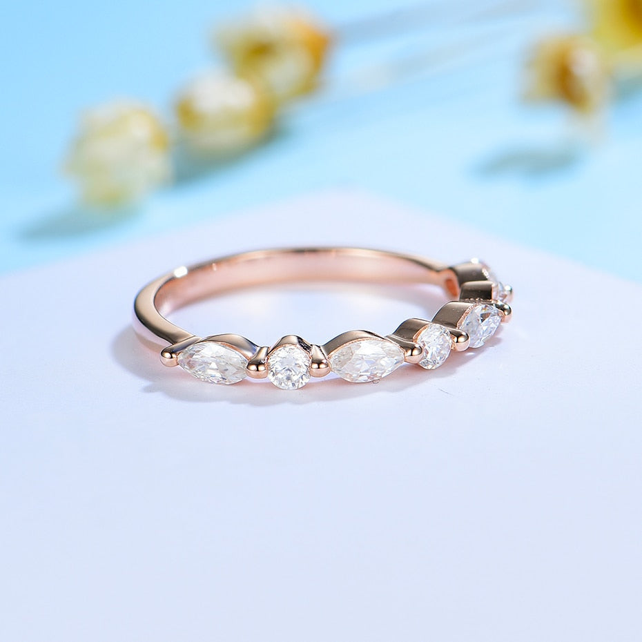 10K Rose Gold Marquise Moissanite Ring