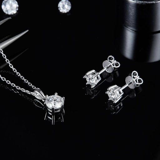 Solitaire Moissanite Necklace Earring Set