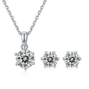 Solitaire Moissanite Necklace Earring Set