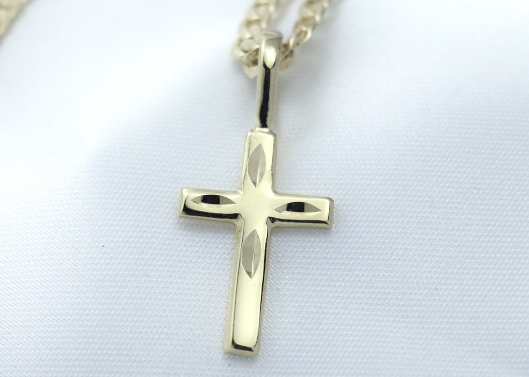14k Gold Chain Cross Necklaces Clearance Unisex Gift for Women & Men by Aria Jeweler