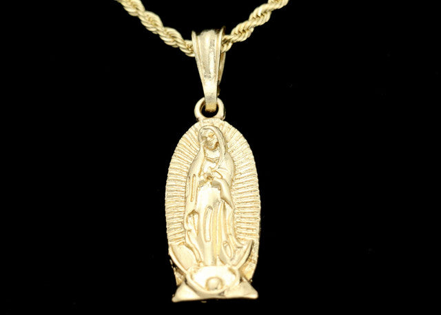 14k  gold plated Rope Necklace  gold plated with Saint Mary Pendant Valentine Day Gift for Women & Men,  gold plated Rope Necklace with  gold plated Saint Mary Pendant Necklace by Aria Jeweler