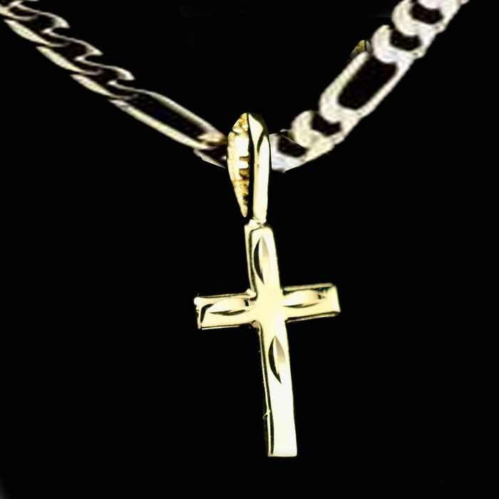 14k  gold plated Cross Chain Necklace Unisex Gift for Women & Men, Boyfriend, Girlfriend 14 Karat    gold plated Figaro Chain for Man by Aria jeweler