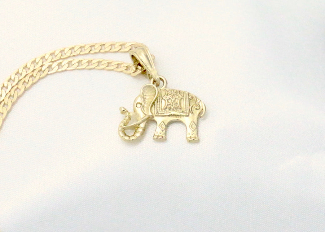 14k  gold plated Chain with Thai Elephant Pendant Valentine Day Gift for Women & Men,  gold plated Chain Necklace by Aria Jeweler
