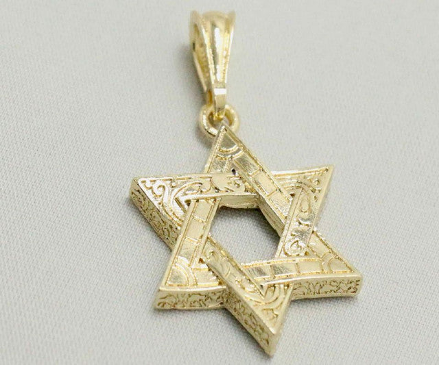 14k    gold plated Necklace with  gold plated Star of David Charm Valentine Gift for Women & Men, 14 Karat  gold plated Figaro Necklace by Aria jeweler