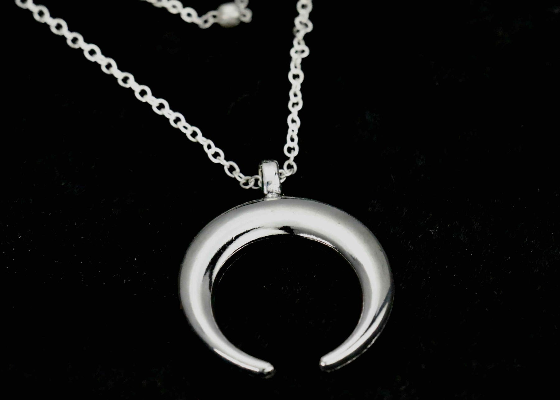 Silver   Chain with Crescent Moon Valentine Day Gift for Women & Men, Silver   Chain Necklace by Aria Jeweler