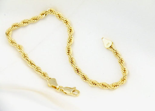 14k    gold plated Bracelet Unisex Gift for Women & Men, 14 Karat  gold plated Rope Adult Bracelet by Aria jeweler