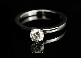 0.5 Carat Engagement Ring for Women, Real Silver Moissanite Diamond Ring, Anniversary Wedding Rings Jewelry Gift for Women by Aria Jeweler